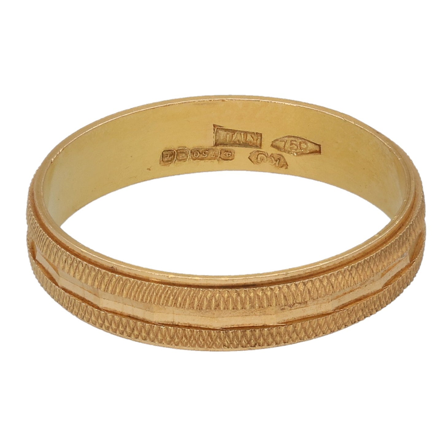 18ct Gold Patterned Wedding Ring Size N