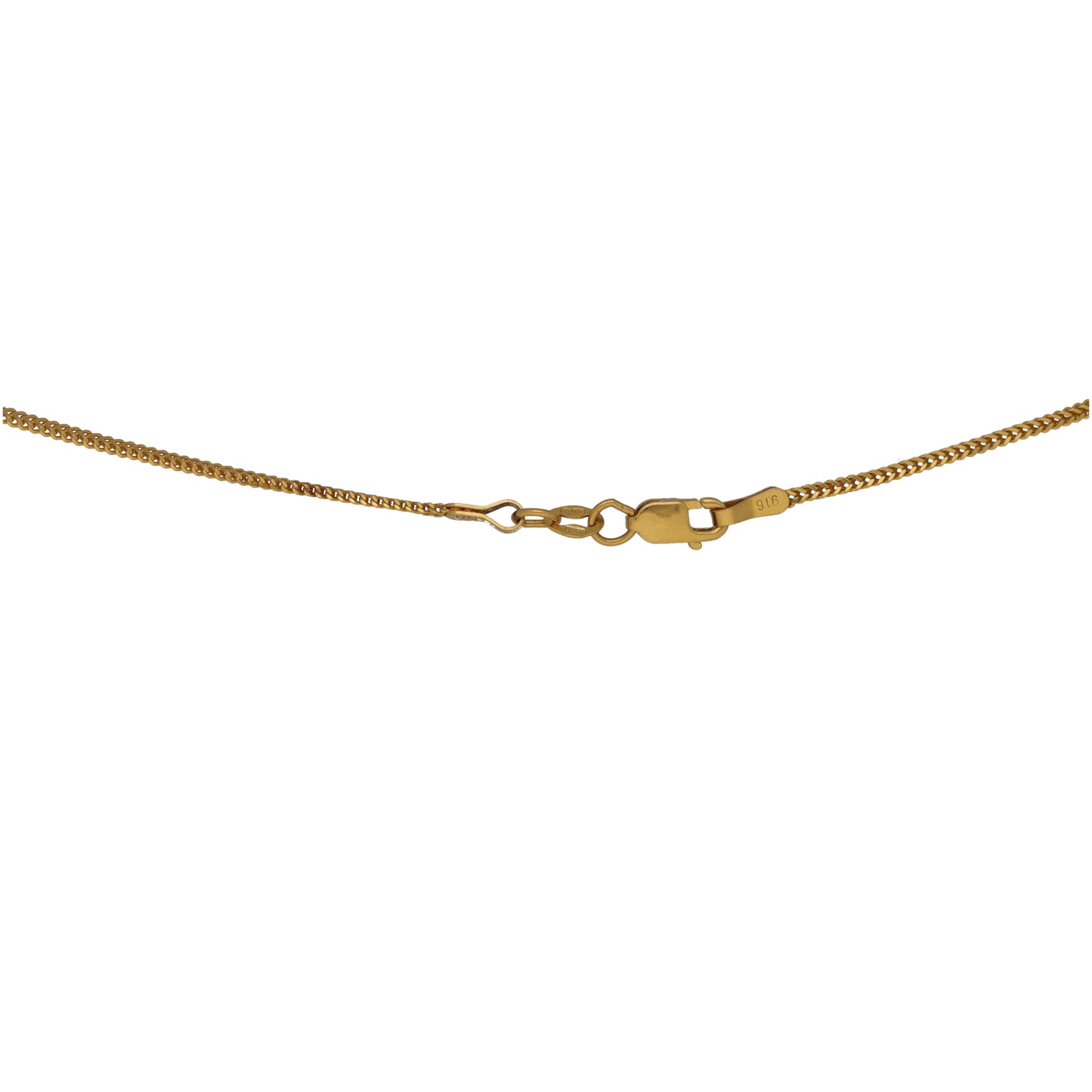 Gold curb chain necklace with clasp and connector links