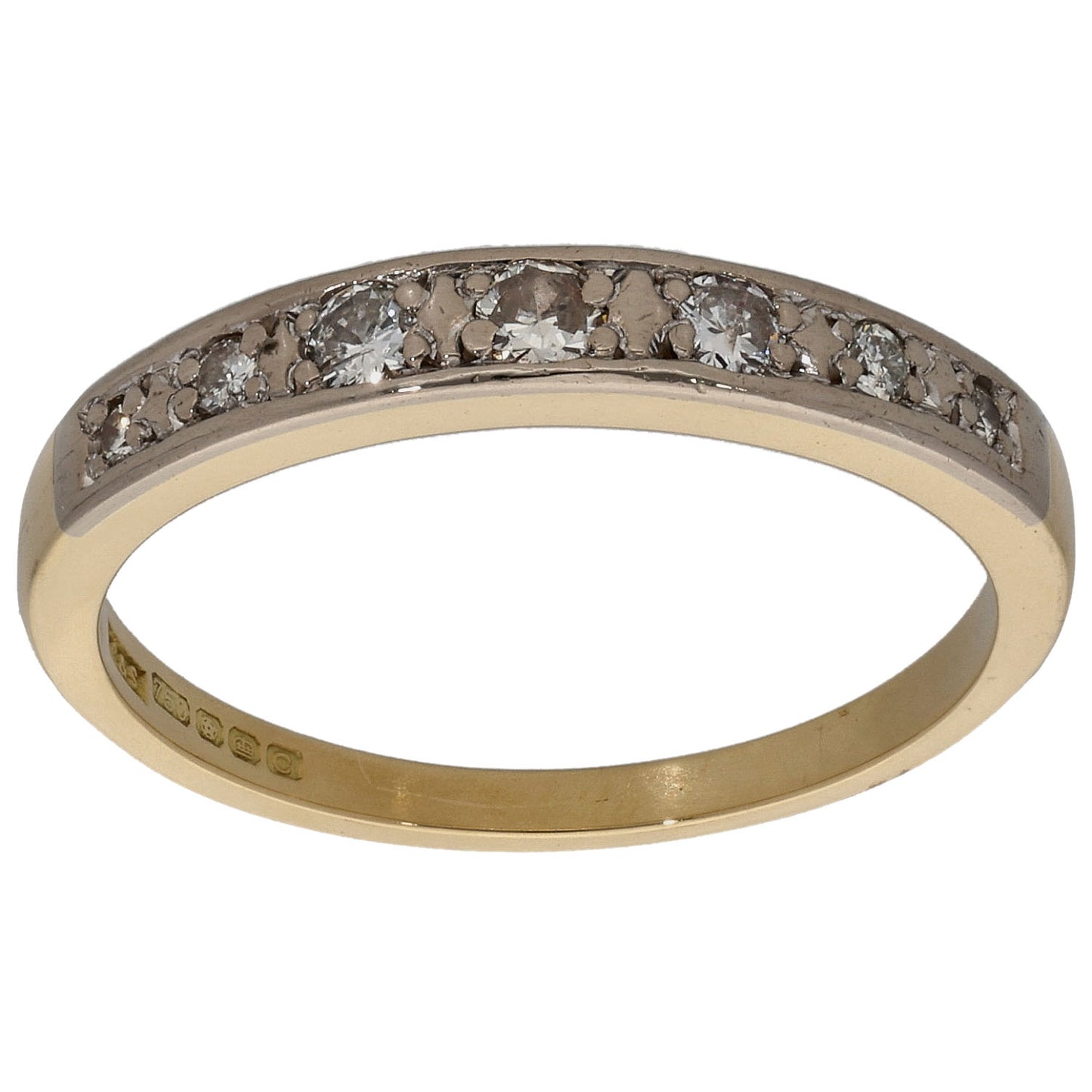 18ct Gold 0.18ct Diamond Half Eternity Ring Size S