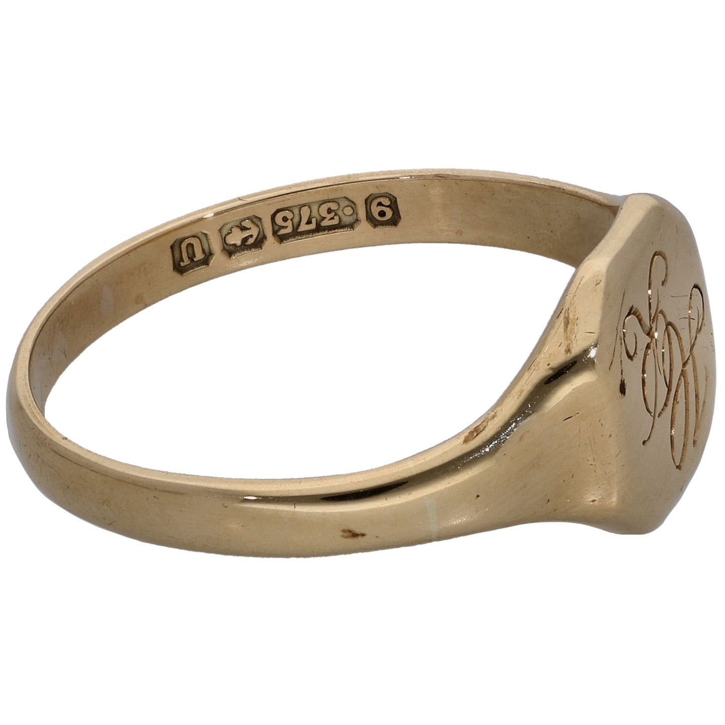 9ct Gold Initials H R Signet Ring Size N