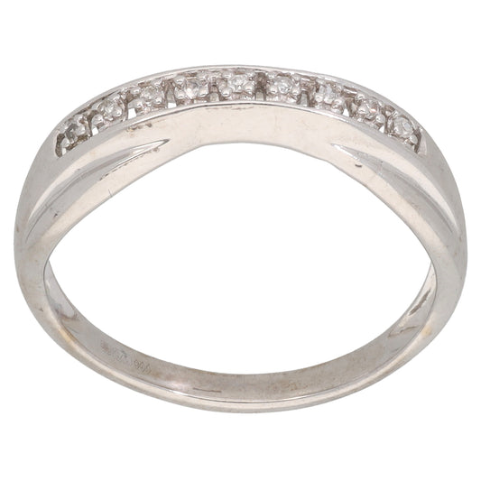 9ct White Gold 0.04ct Diamond Half Eternity Ring Size P