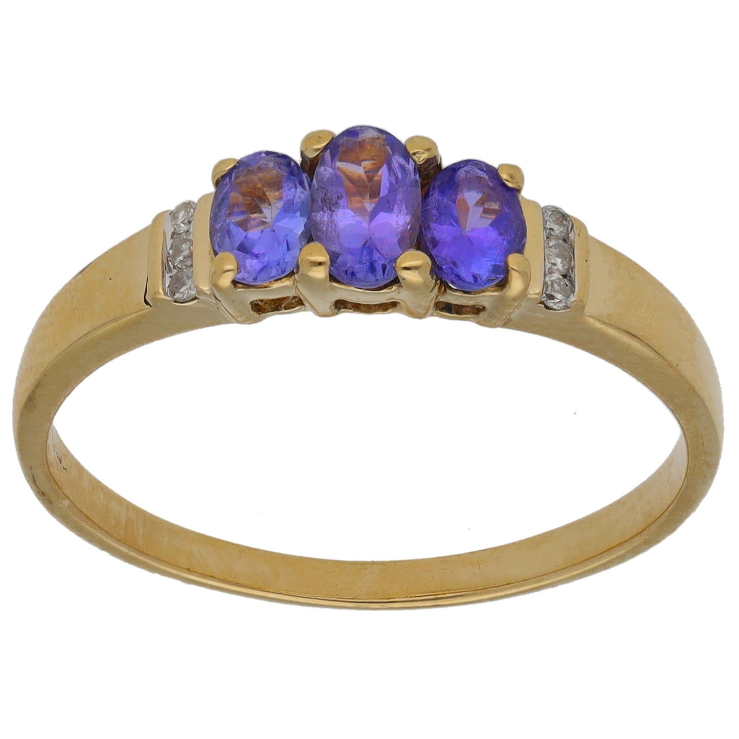 14ct Gold Tanzanite & 0.03ct Diamond Dress/Cocktail Ring Size O