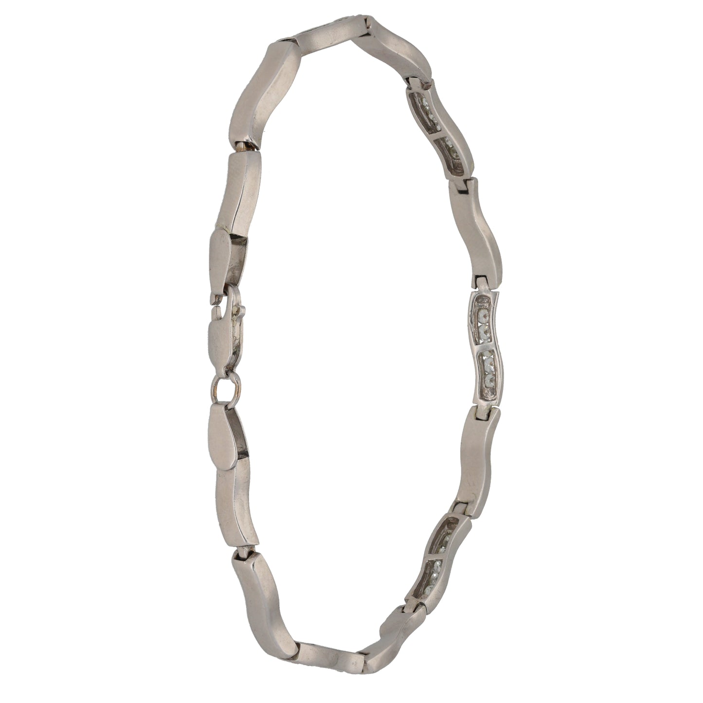 9ct White Gold Cubic Zirconia Fancy Stone Set Bracelet