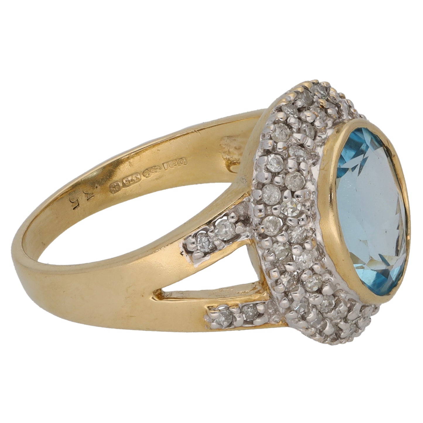 9ct Gold Topaz & 0.35ct Diamond Dress/Cocktail Ring Size L