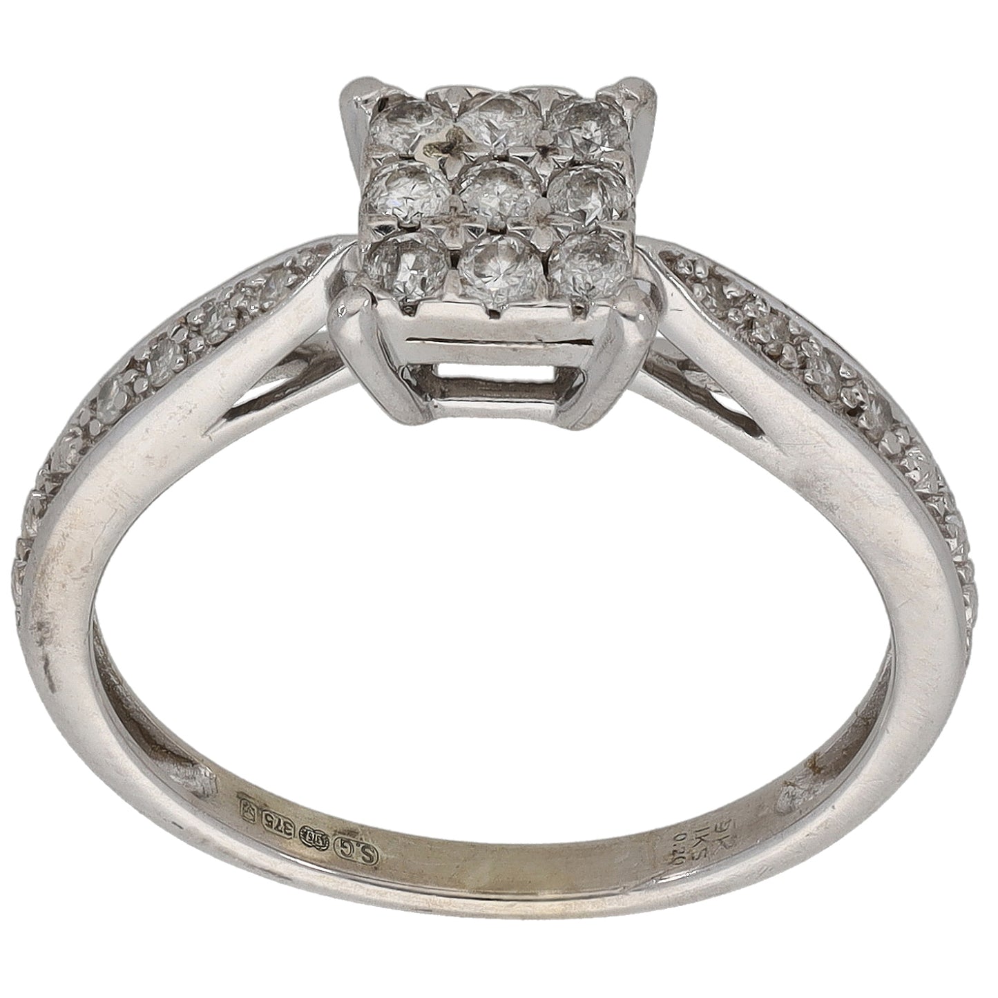 9ct White Gold 0.20ct Diamond Dress/Cocktail Ring Size N