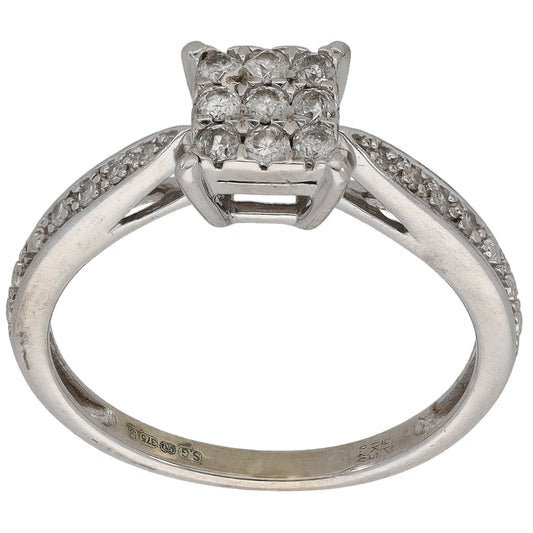 9ct White Gold 0.20ct Diamond Dress/Cocktail Ring Size N