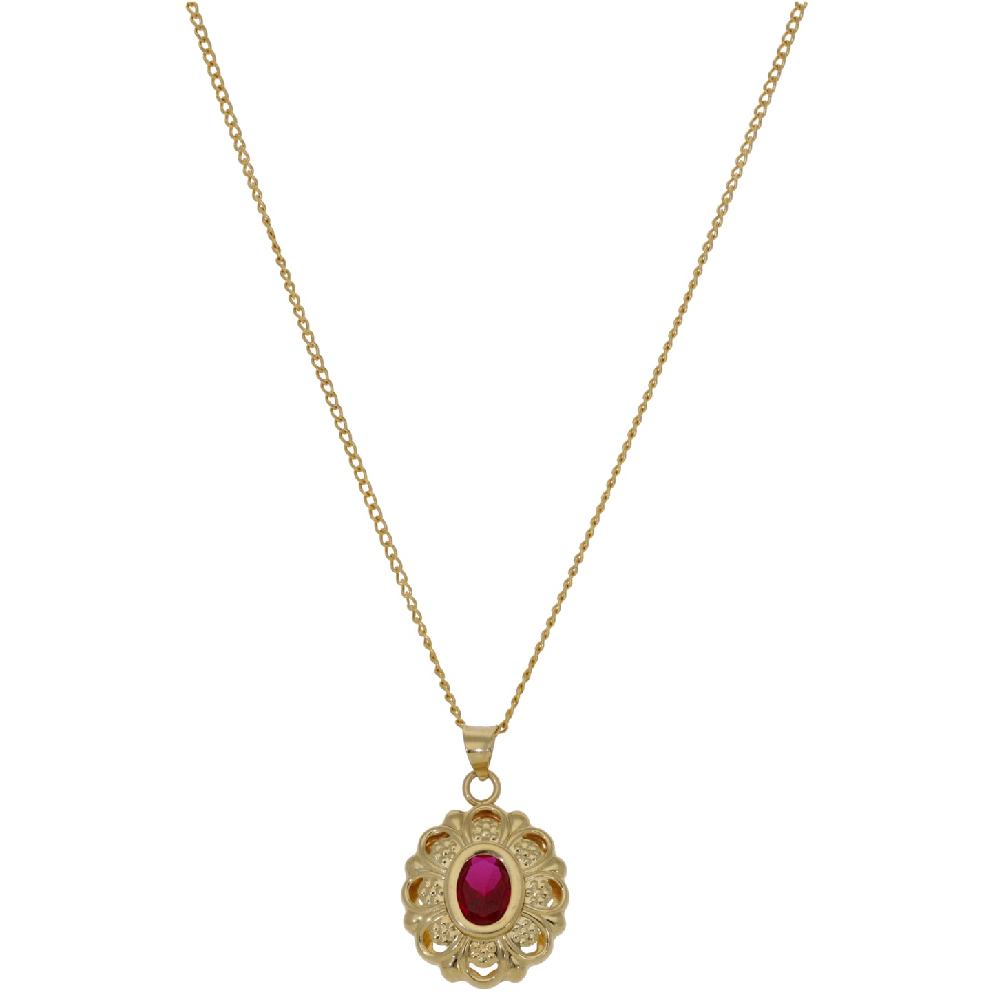 14ct Gold Imitation Gem Dress/Cocktail Pendant With Chain