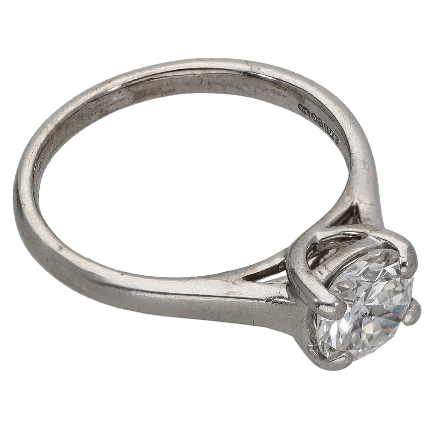 18ct White Gold 1.06ct Diamond Solitaire Ring Size L