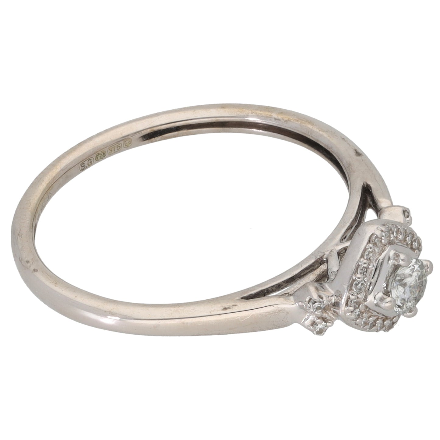 9ct White Gold 0.15ct Round Diamond Cluster Ring Size M