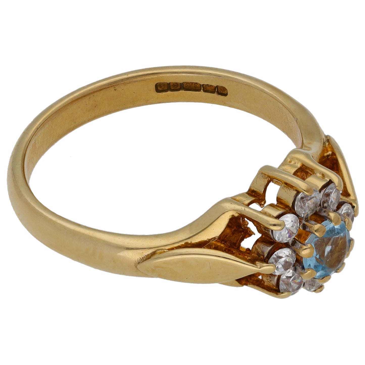 9ct Gold Topaz & Cubic Zirconia Dress/Cocktail Ring Size Q