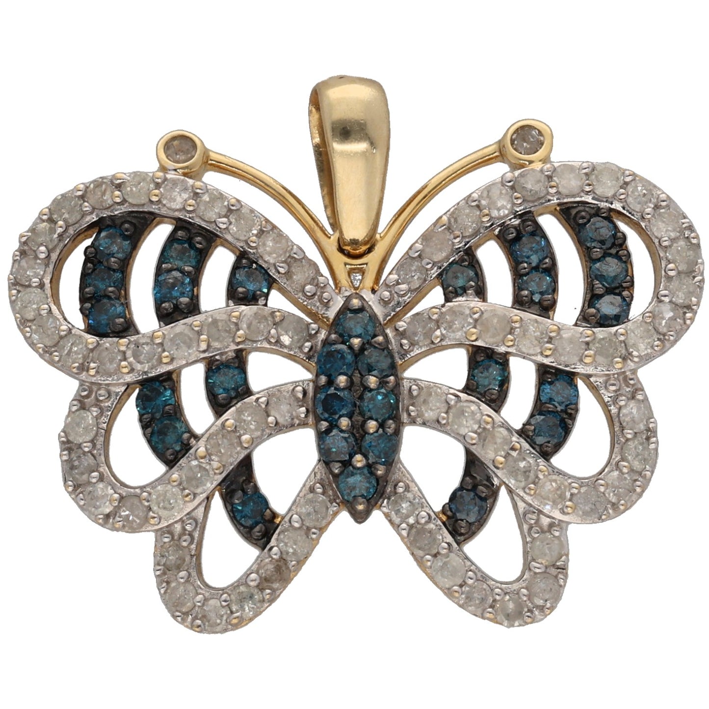 9ct Gold 1.00ct Diamond Butterfly Pendant