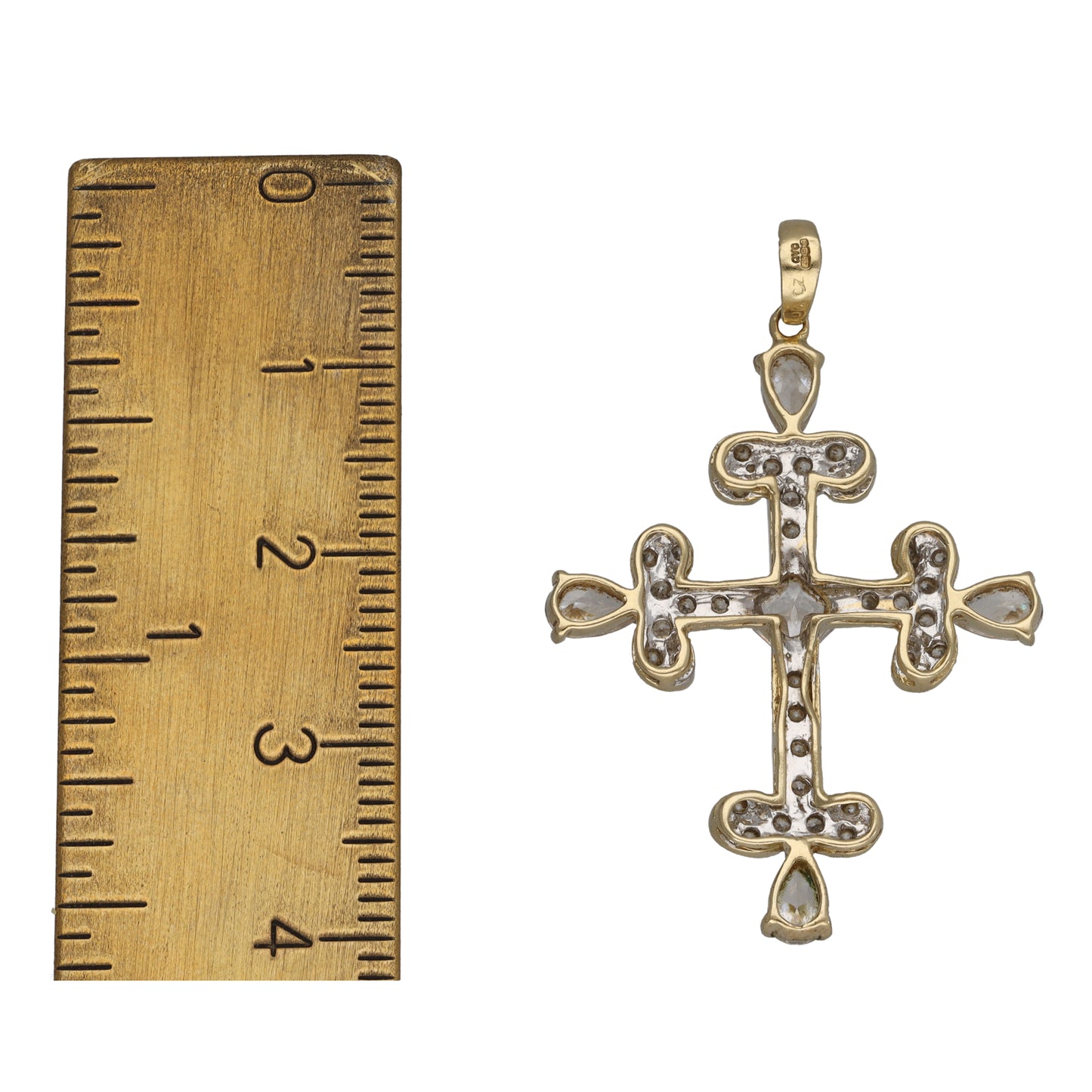 14ct Gold Cubic Zirconia Cross Pendant