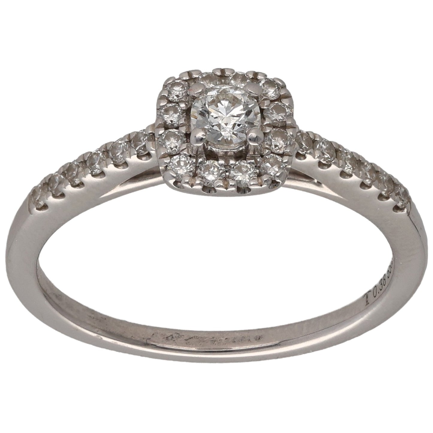 18ct White Gold 0.52ct Diamond Halo Ring Size P