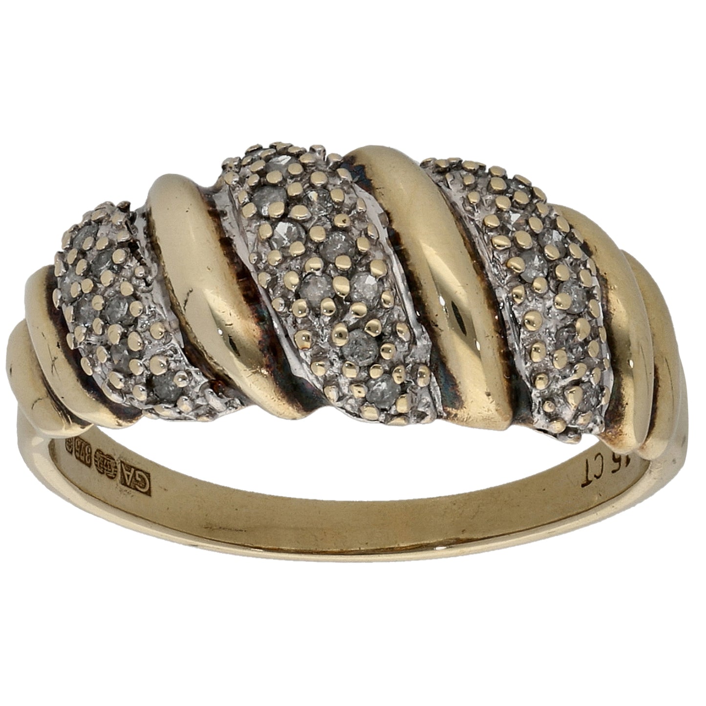 9ct Gold 0.15ct Diamond Dress/Cocktail Ring Size P