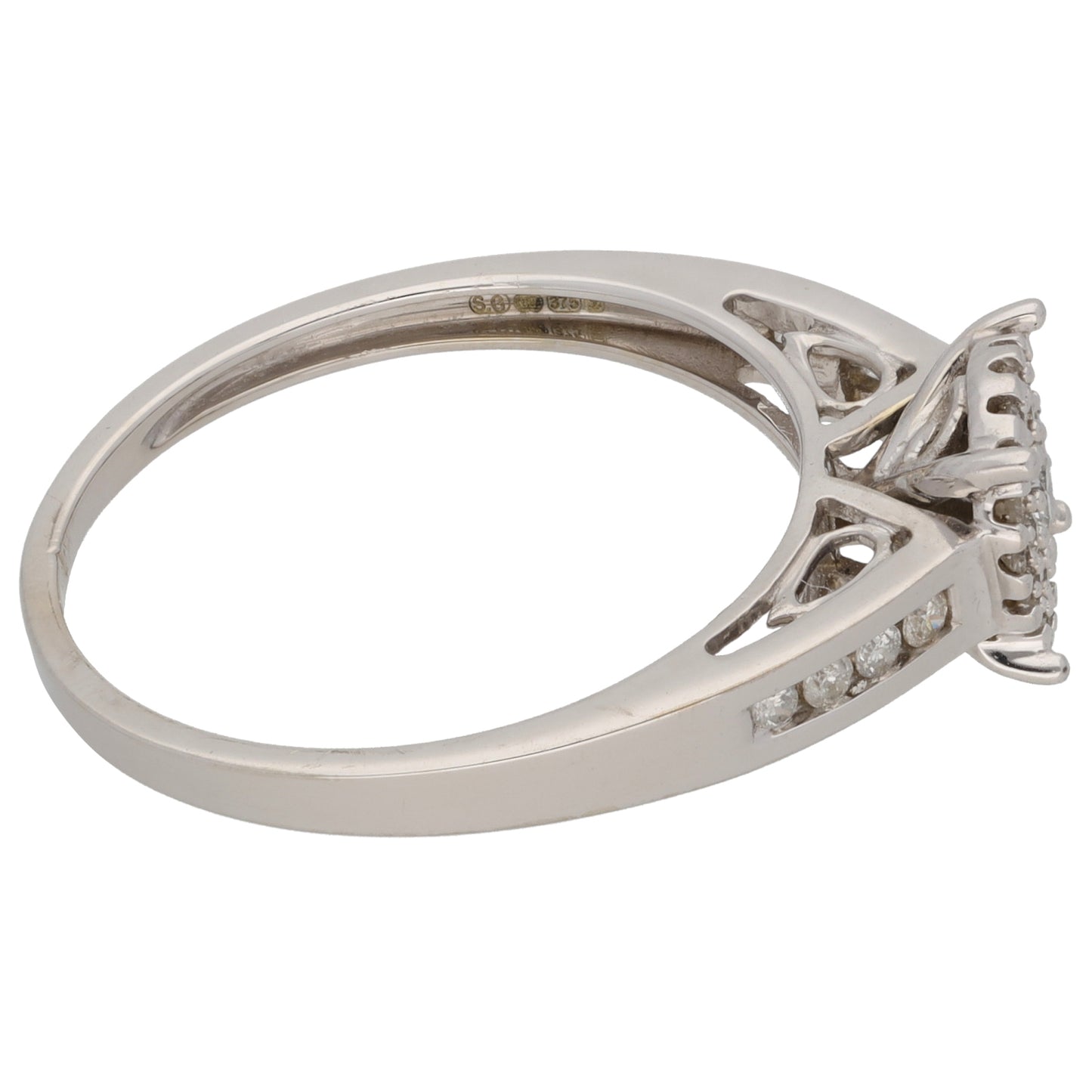 9ct White Gold 0.35ct Diamond Cluster Ring Size P