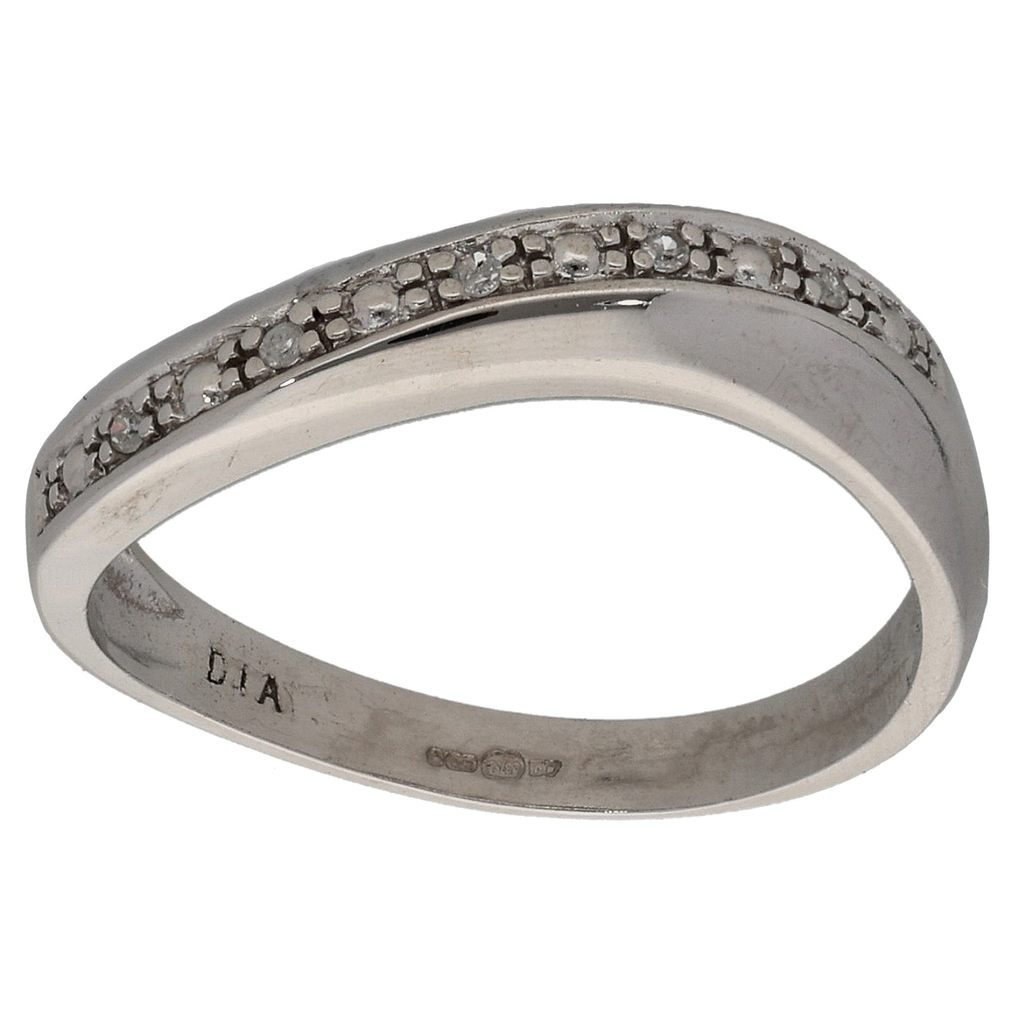 9ct White Gold 0.05ct Diamond Half Eternity Ring Size K
