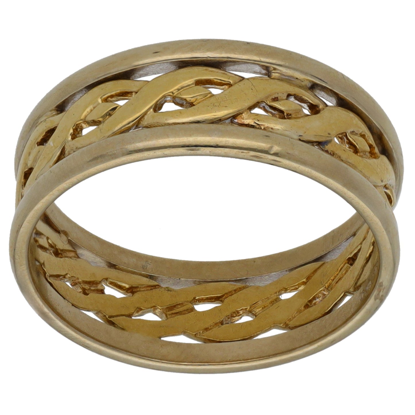 9ct Bi-Colour Gold Shaped Wedding Ring Size O