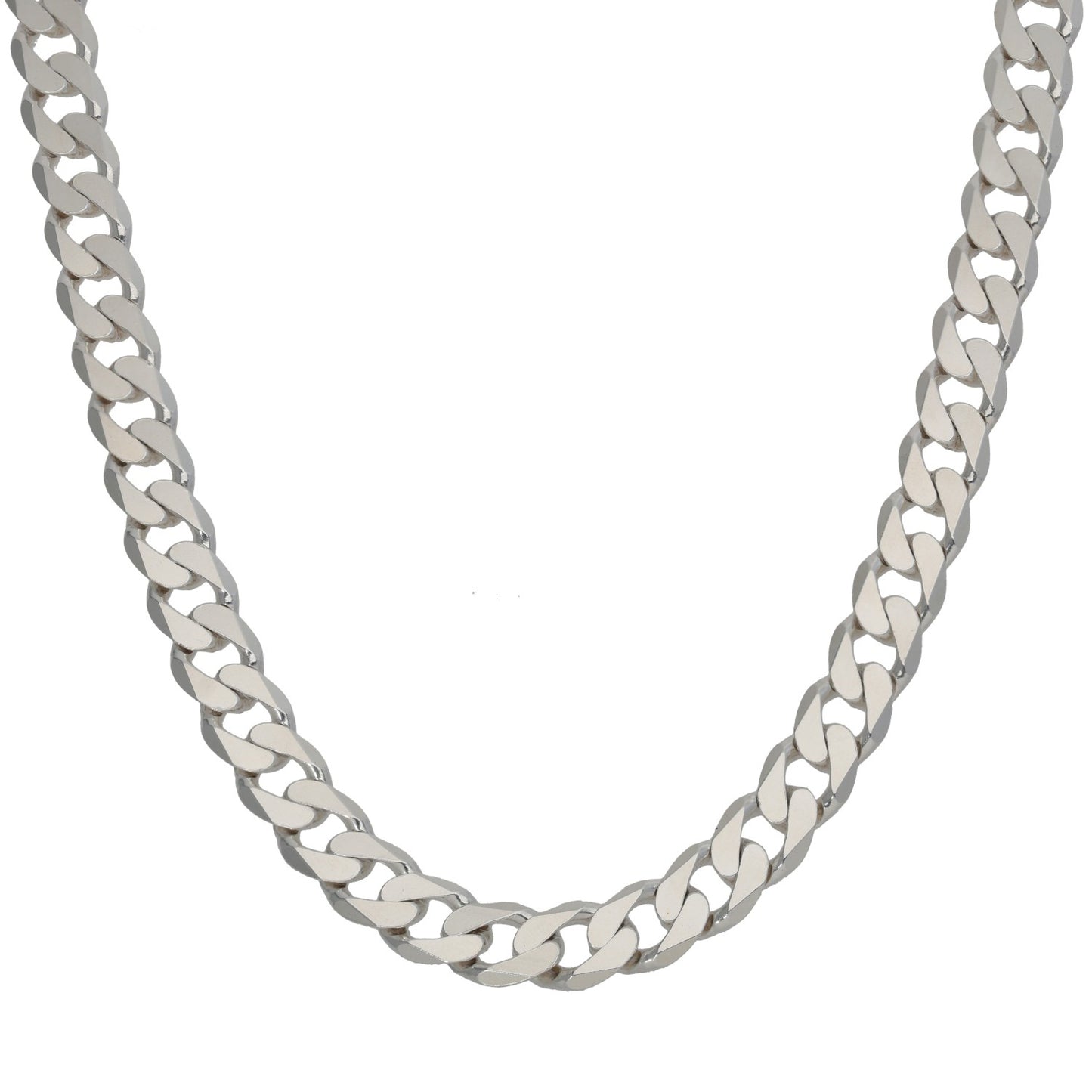 Sterling silver curb chain with interlocking links, 24 in length