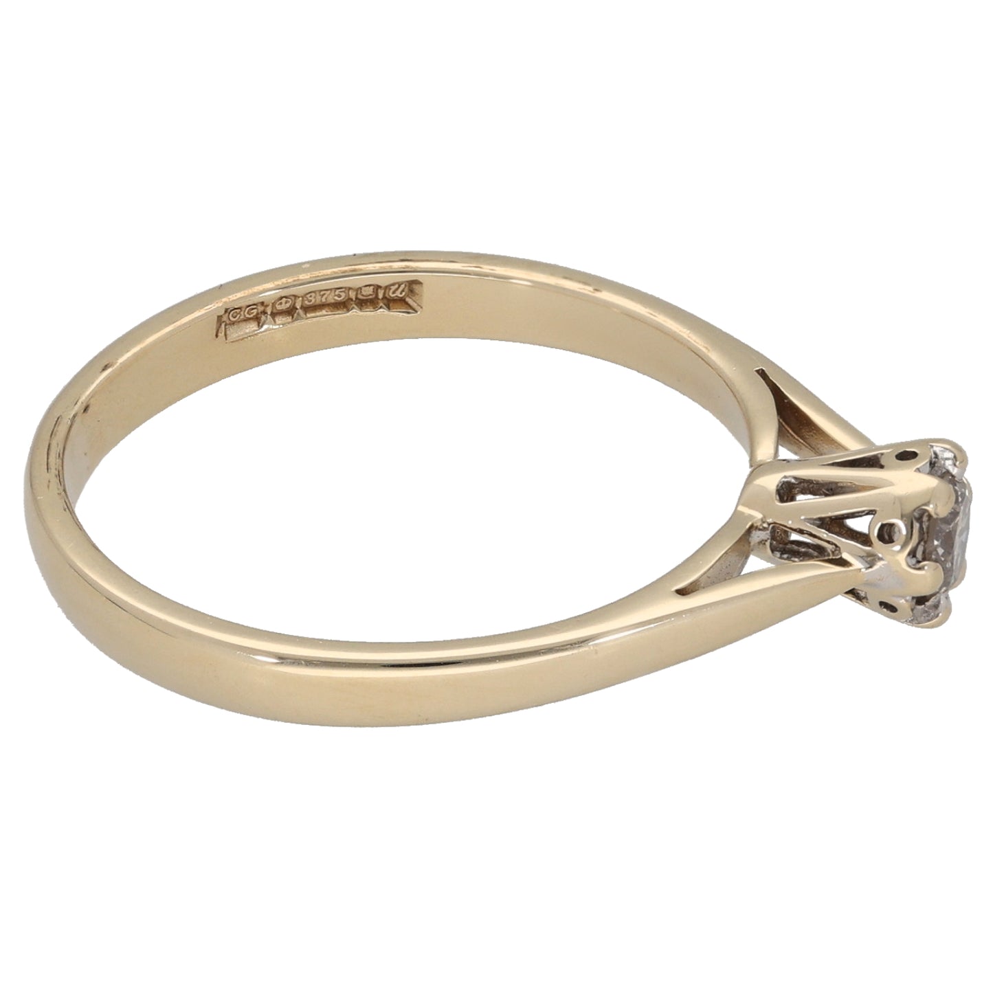 9ct Gold 0.15ct Diamond Solitaire Ring Size N