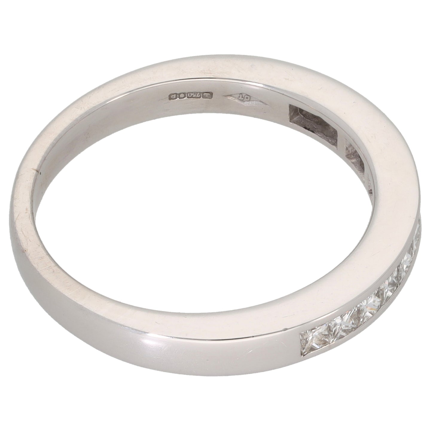 18ct White Gold 0.70ct Diamond Half Eternity Ring Size O