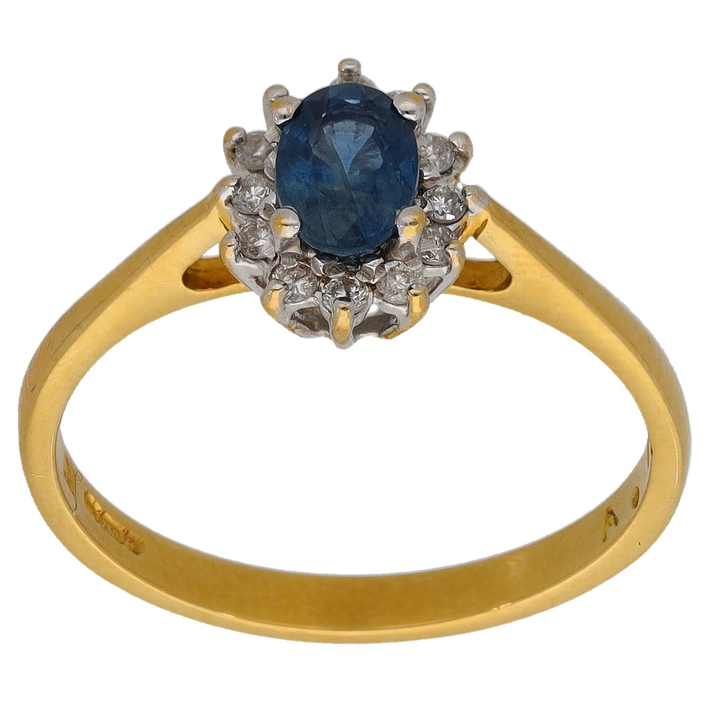 18ct Gold Sapphire & 0.15ct Diamond Dress/Cocktail Ring Size P