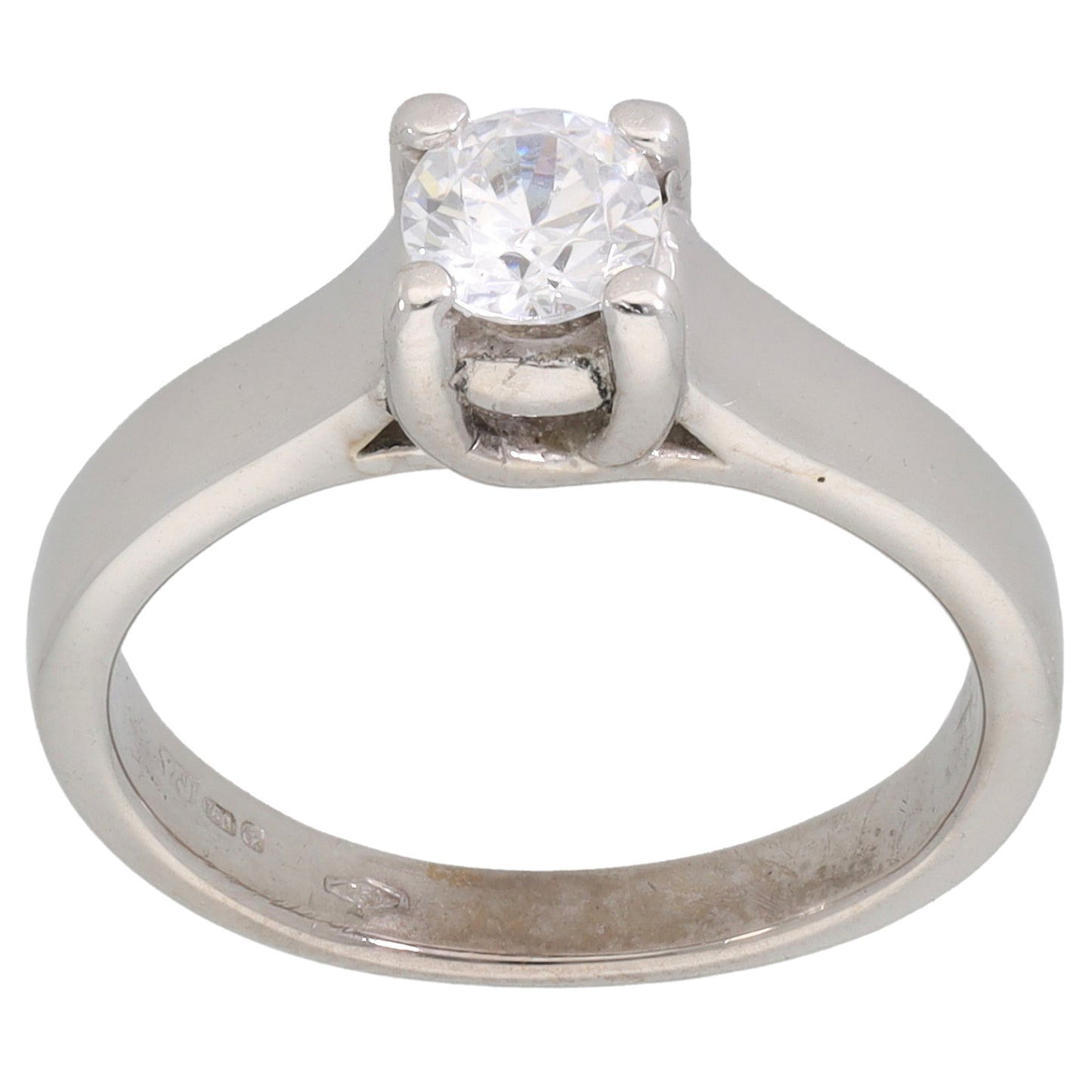 18ct White Gold Cubic Zirconia Single Stone Ring Size K