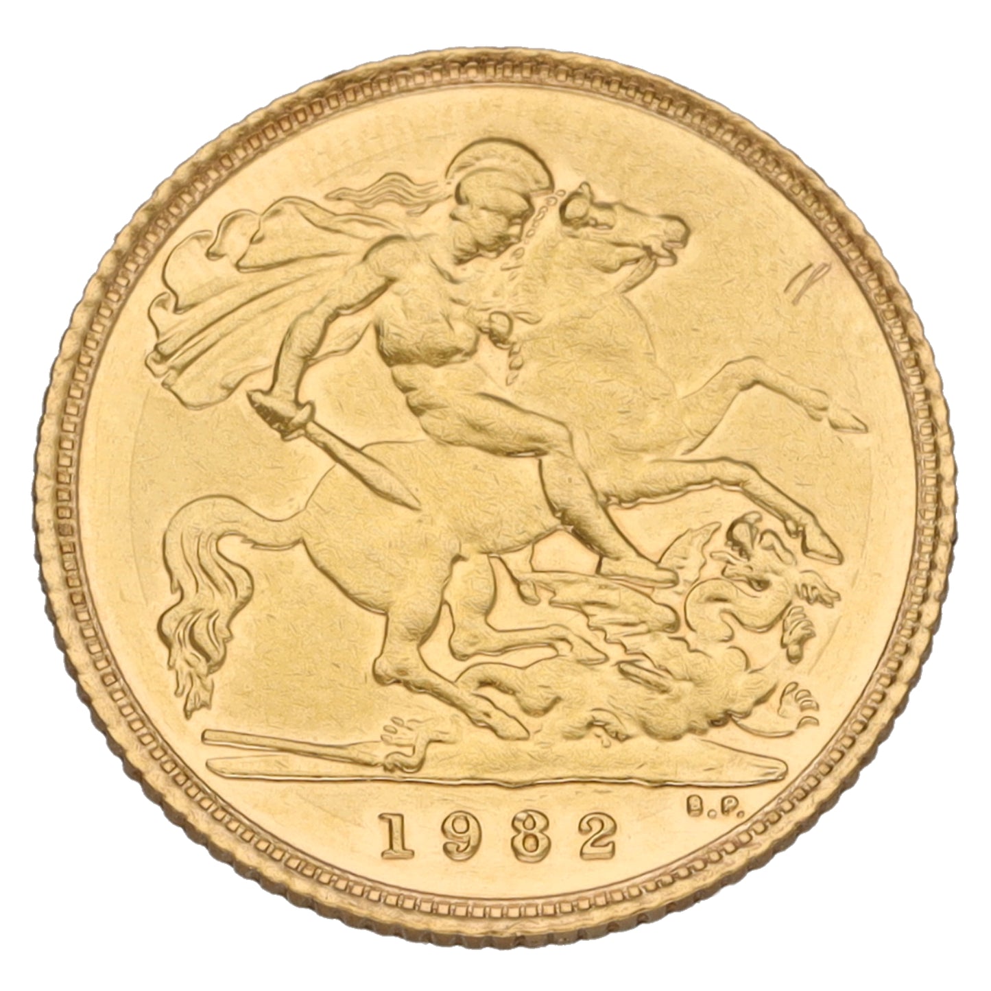 22ct Gold Queen Elizabeth II Half Sovereign Coin 1982