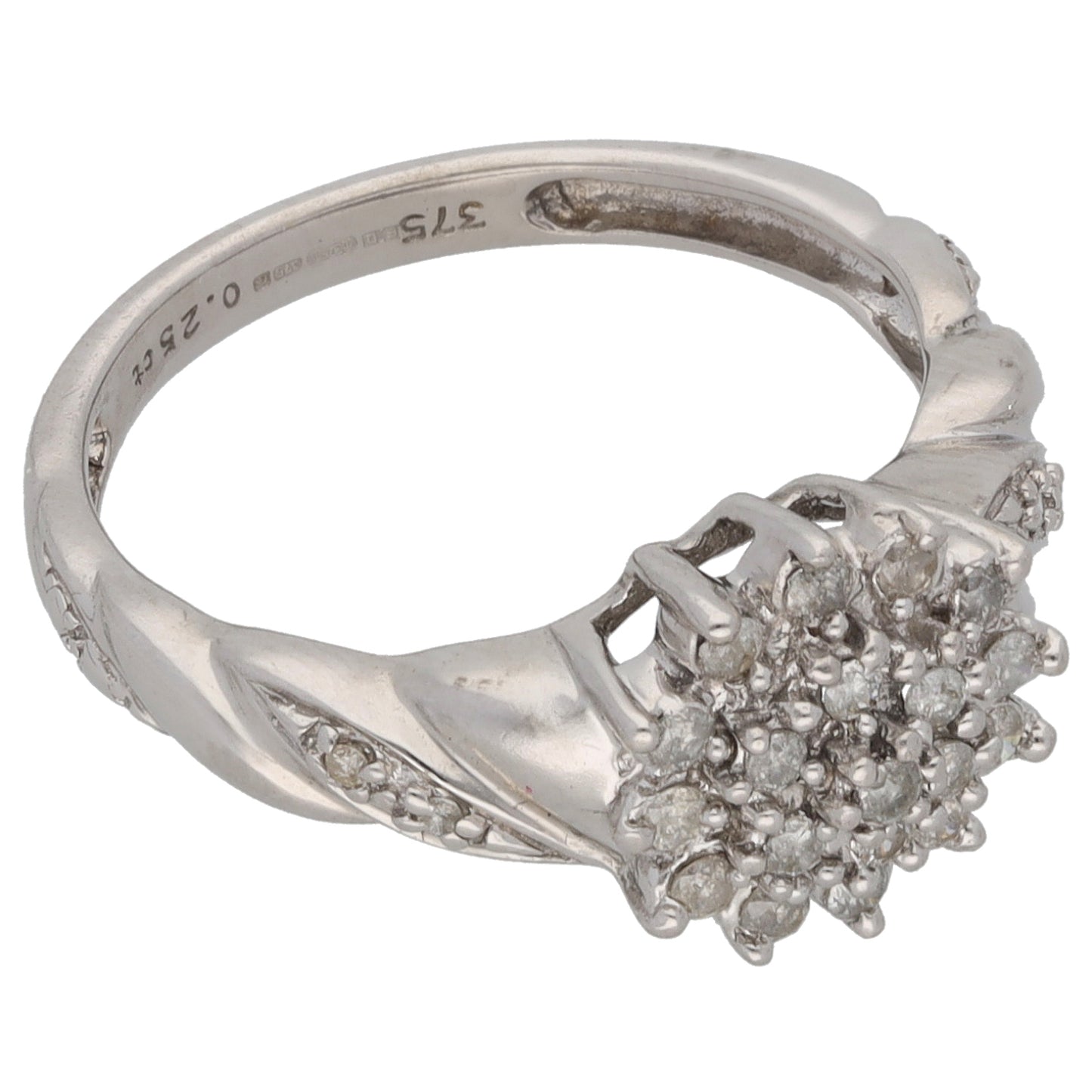 9ct White Gold 0.21ct Diamond Cluster Ring Size M