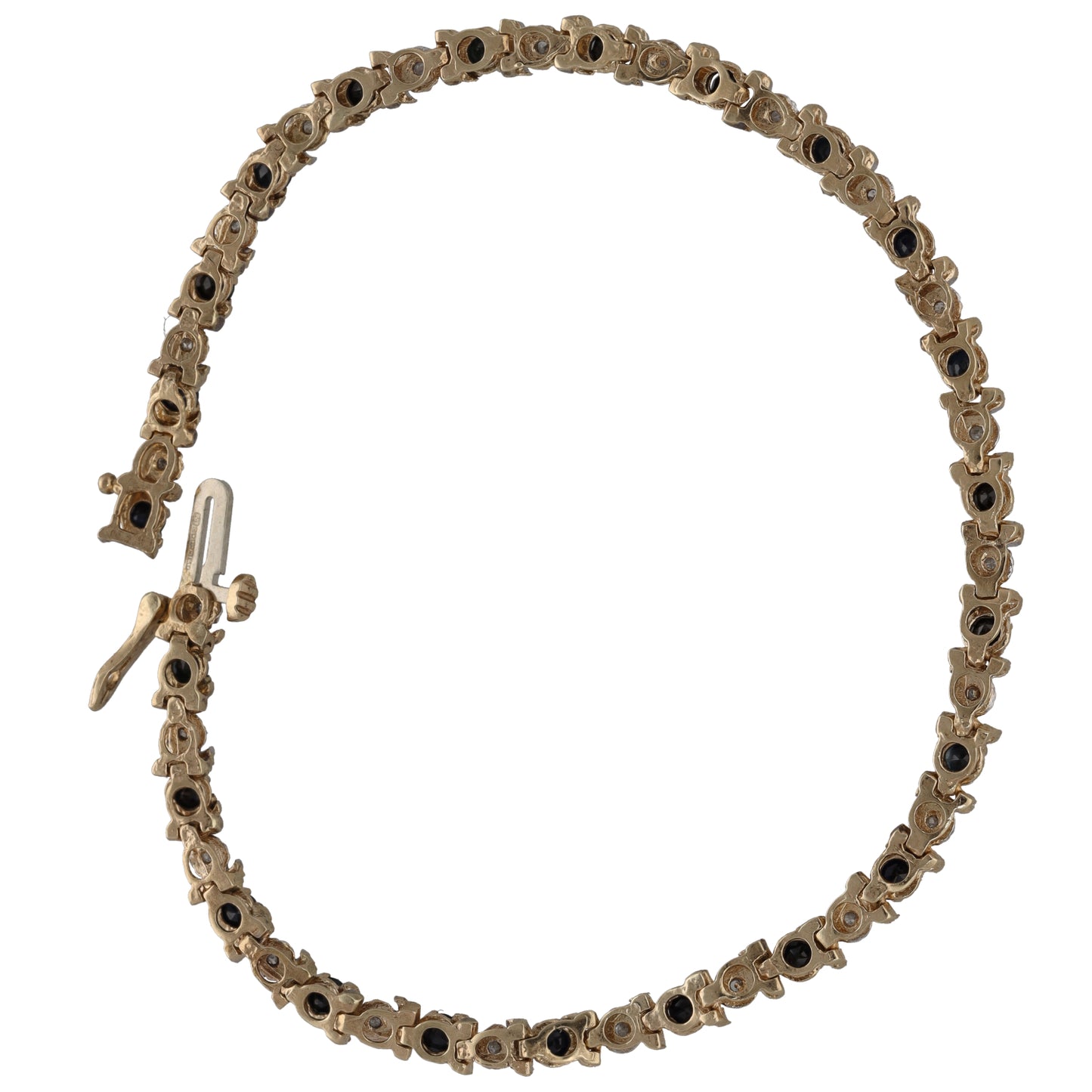 9ct Gold Sapphire & 0.115ct Diamond Fancy Bracelet