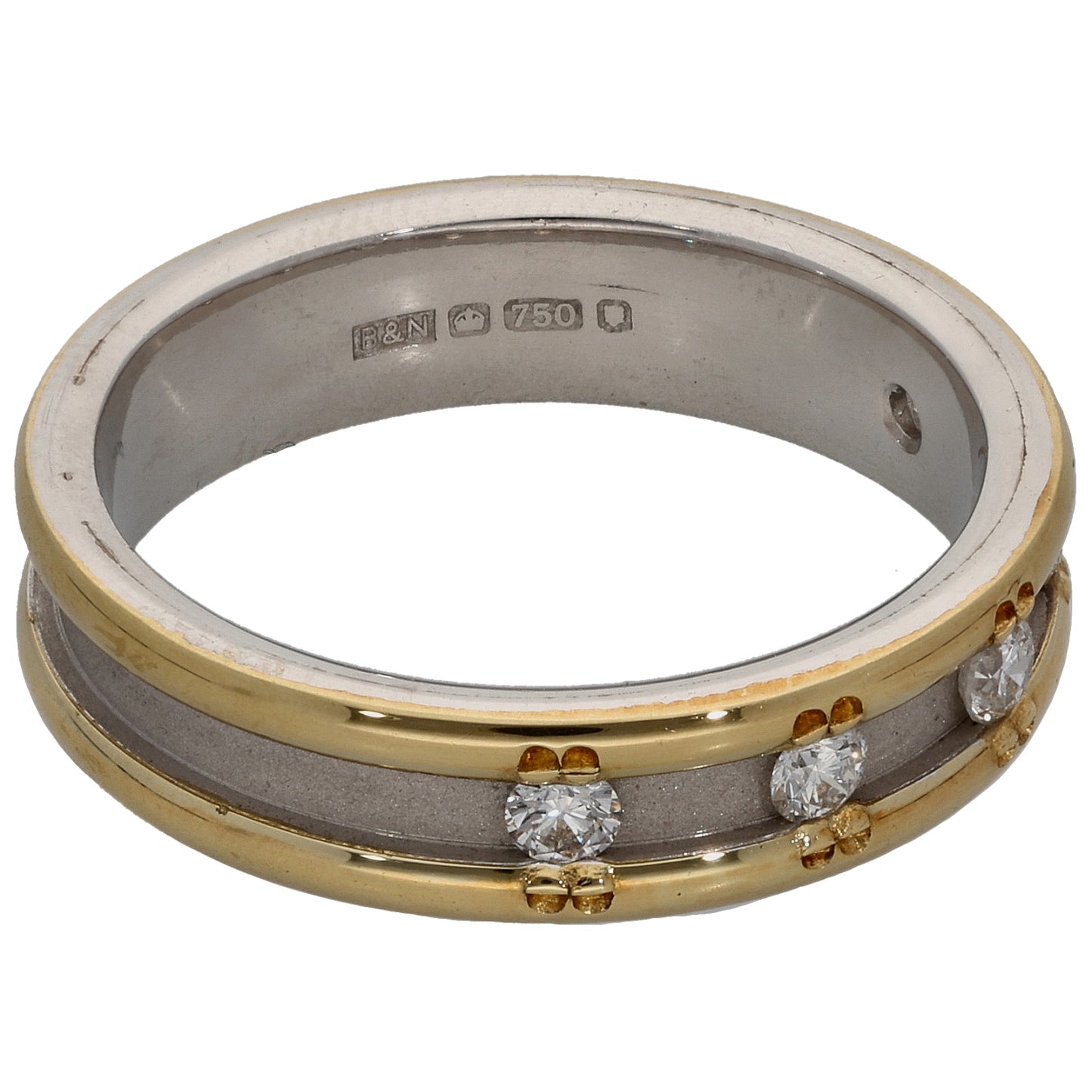 18ct Bicolour Gold 0.20ct Diamond Half Eternity Ring Size O