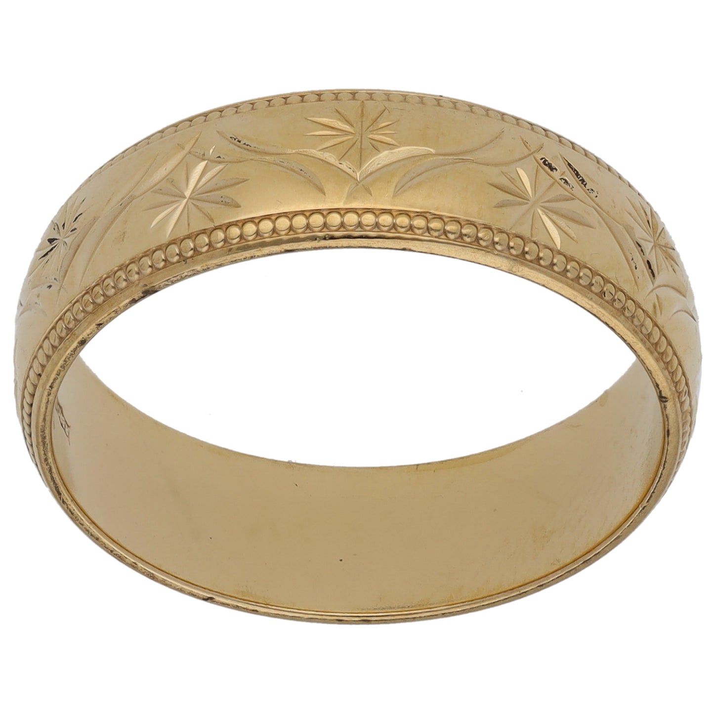 9ct Gold Patterned Wedding Ring Size R