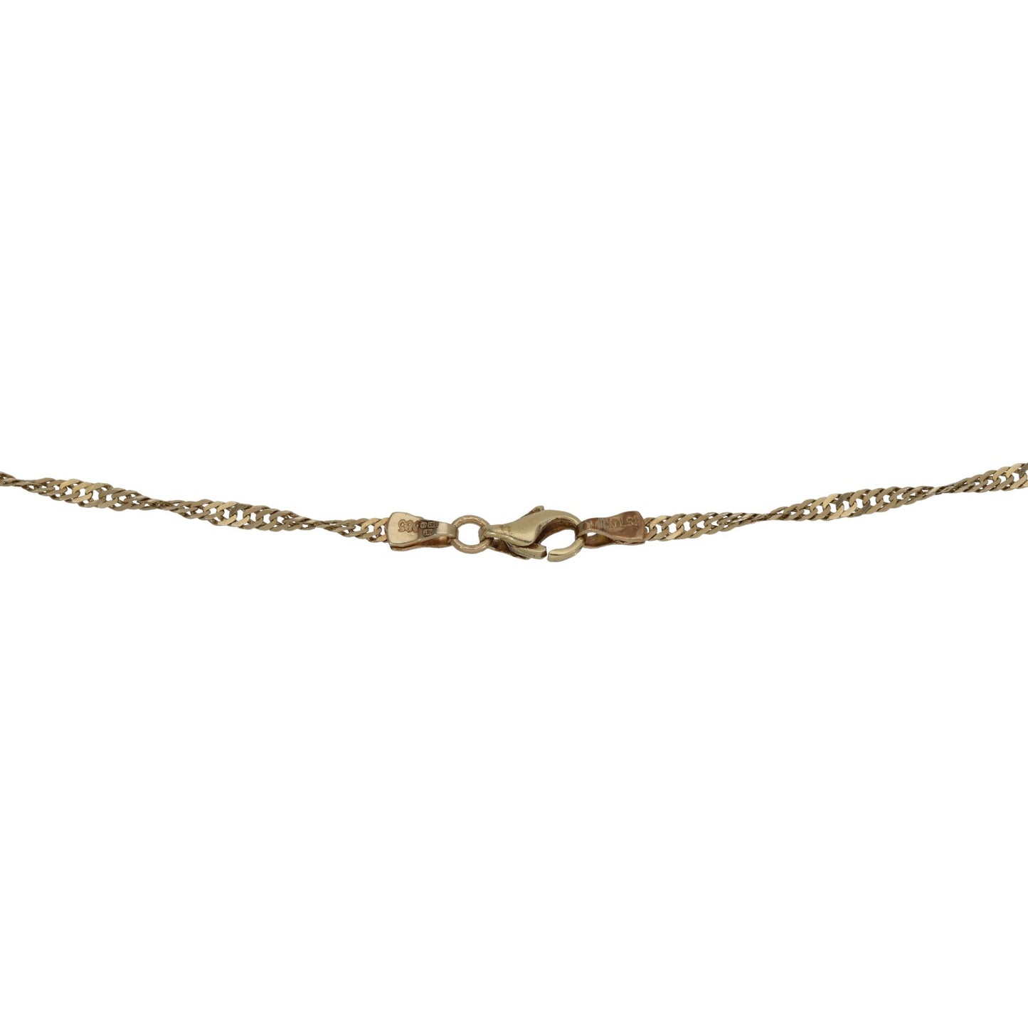 Gold Singapore chain necklace with clasp and small open-link rope design