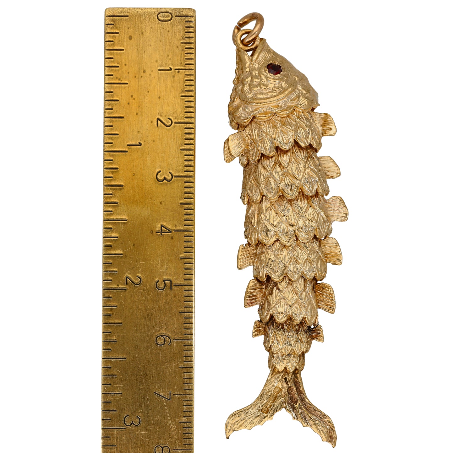 9ct Gold Garnet Fish Pendant