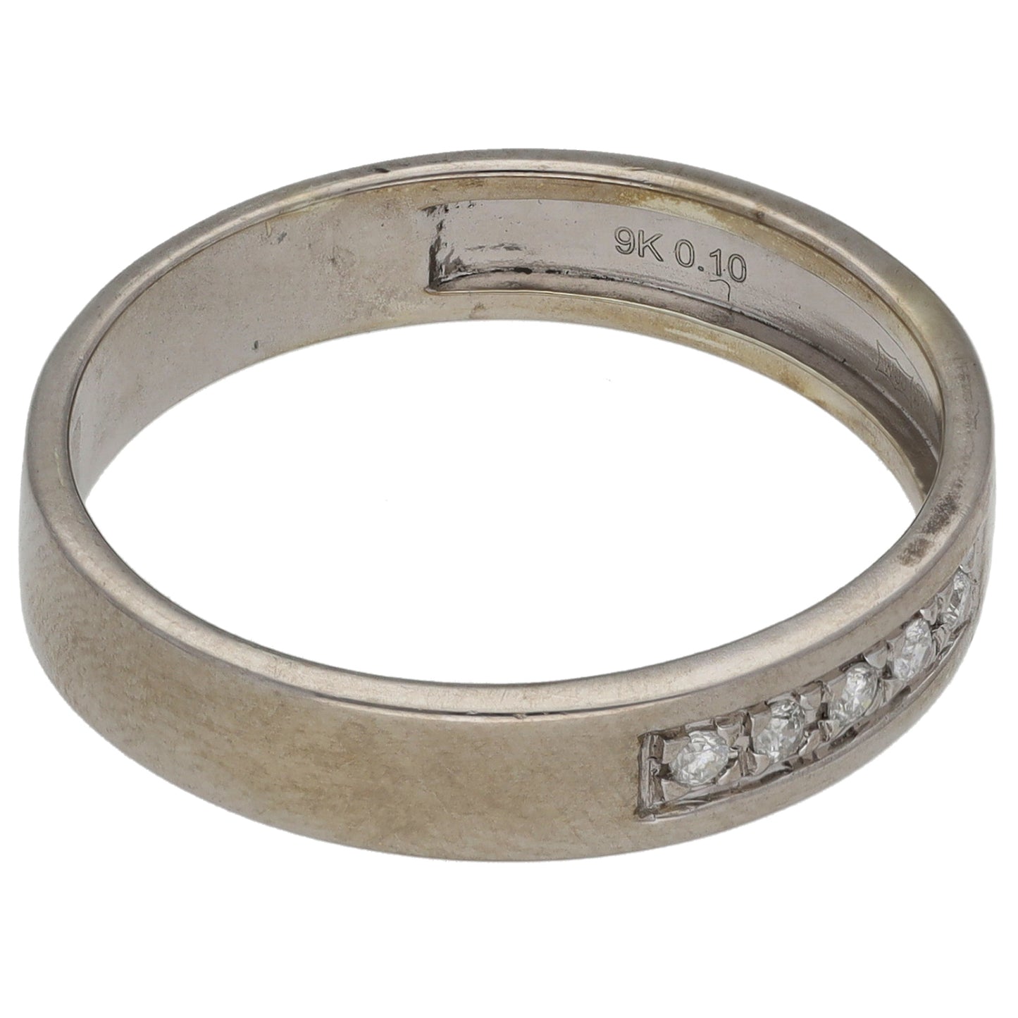 9ct White Gold 0.10ct Diamond Wedding Ring Size V