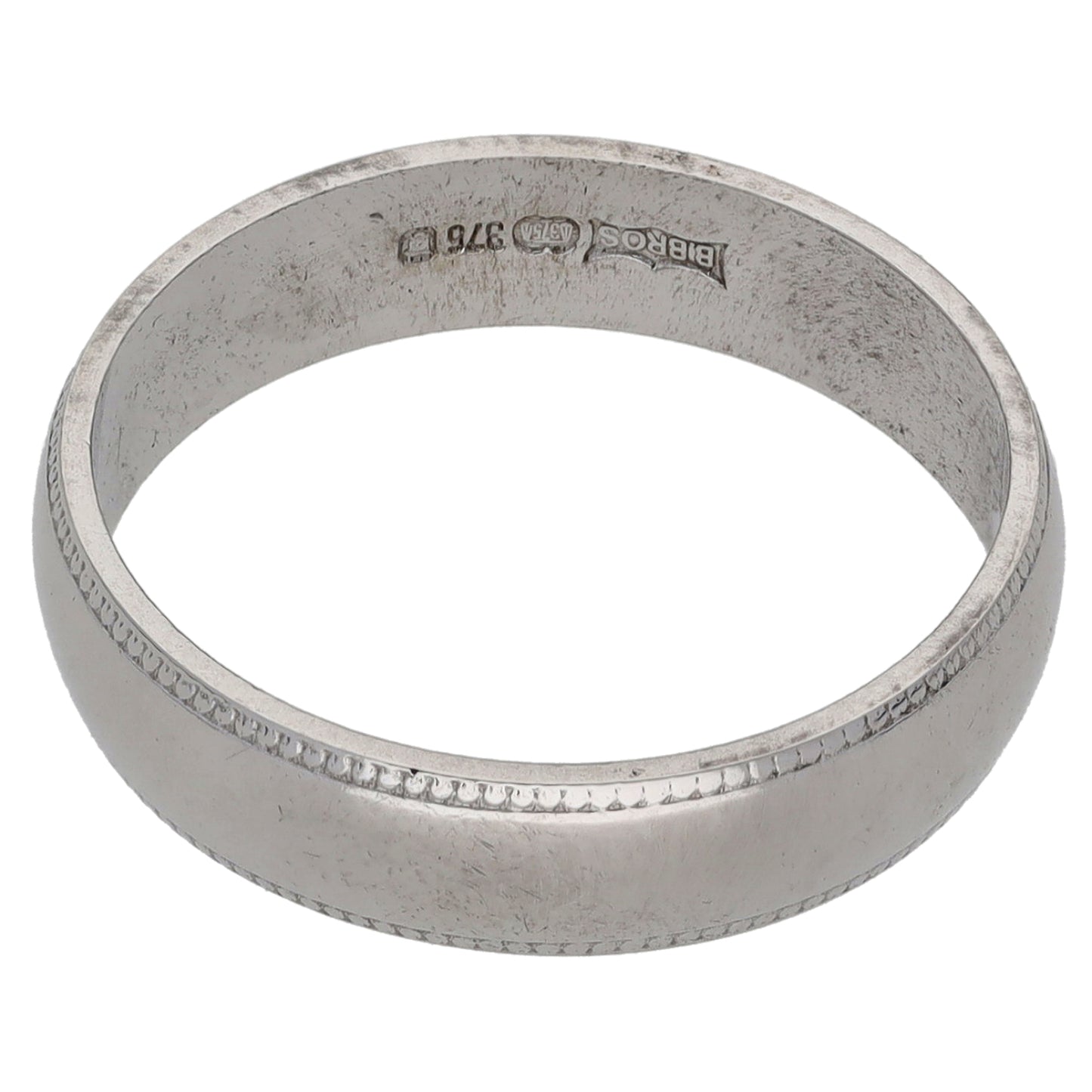9ct White Gold Patterned Wedding Ring Size N