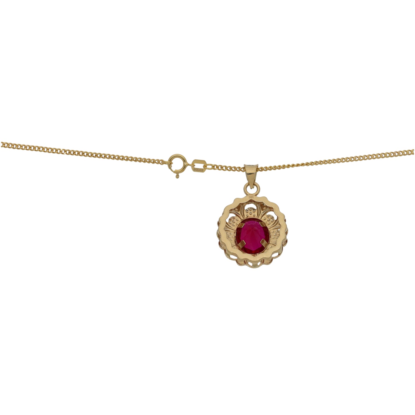 14ct Gold Imitation Gem Dress/Cocktail Pendant With Chain