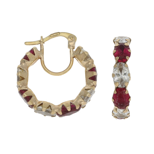 9ct Gold Imitation Gems Hoop Earrings