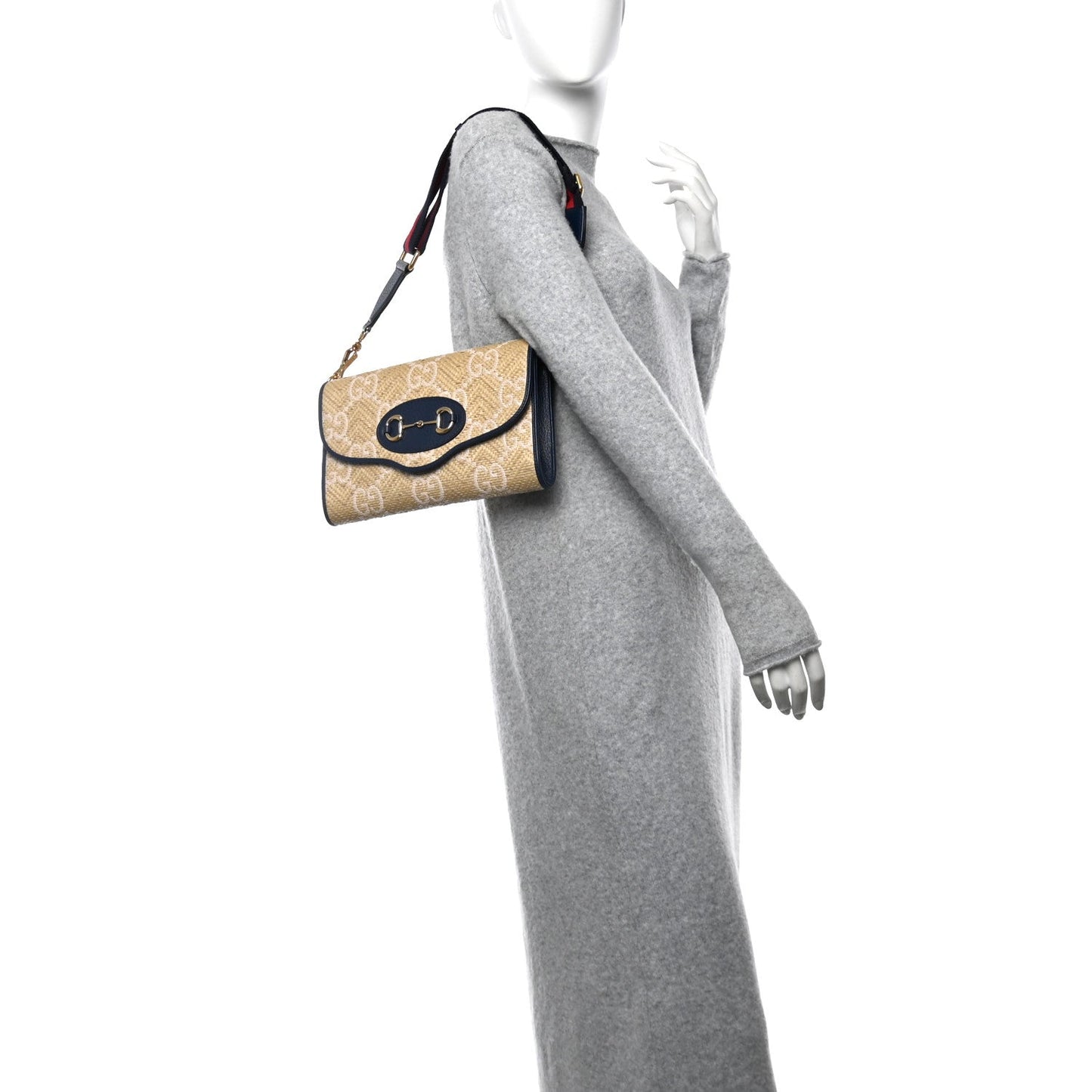 Gucci Horsebit 1955 Raffia Bag - Beige