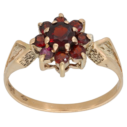 9ct Gold Garnet Dress/Cocktail Ring Size N