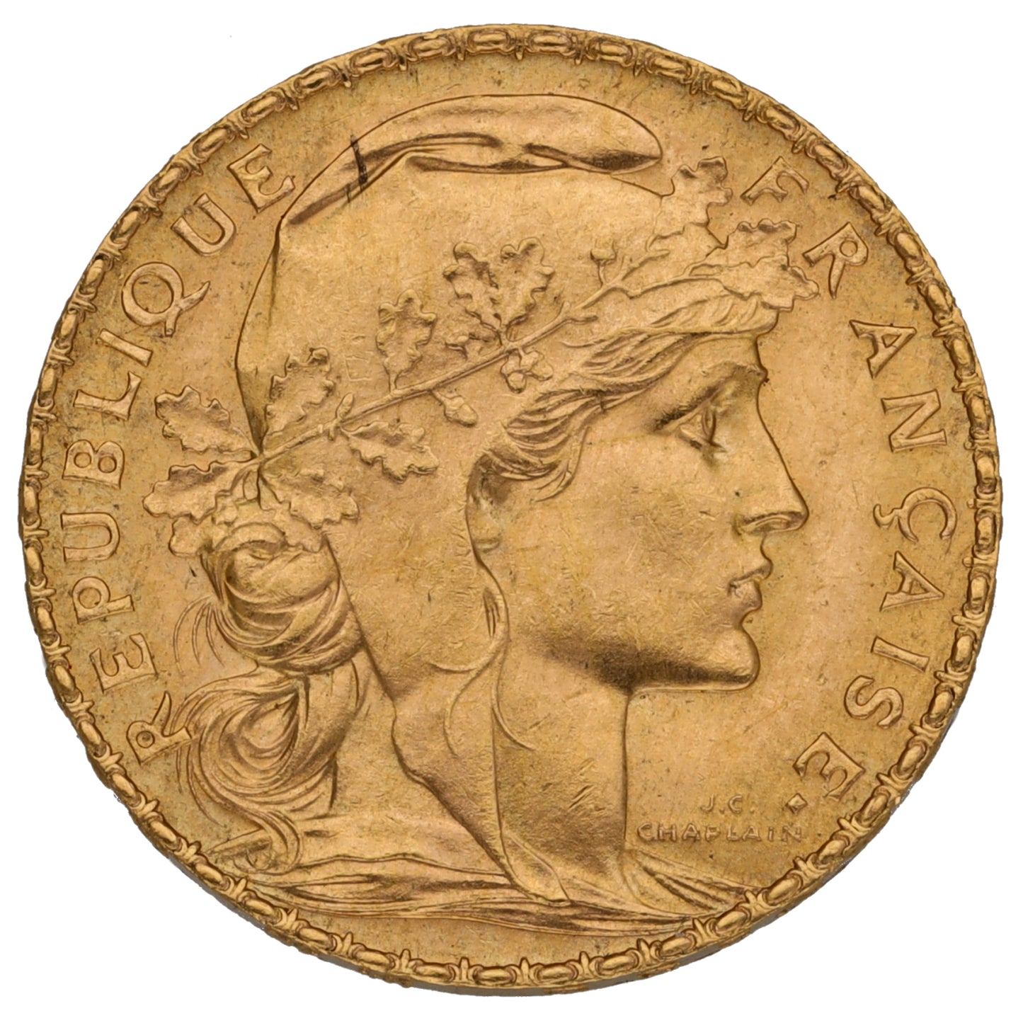 22ct Gold French 20 Francs Coin 1907