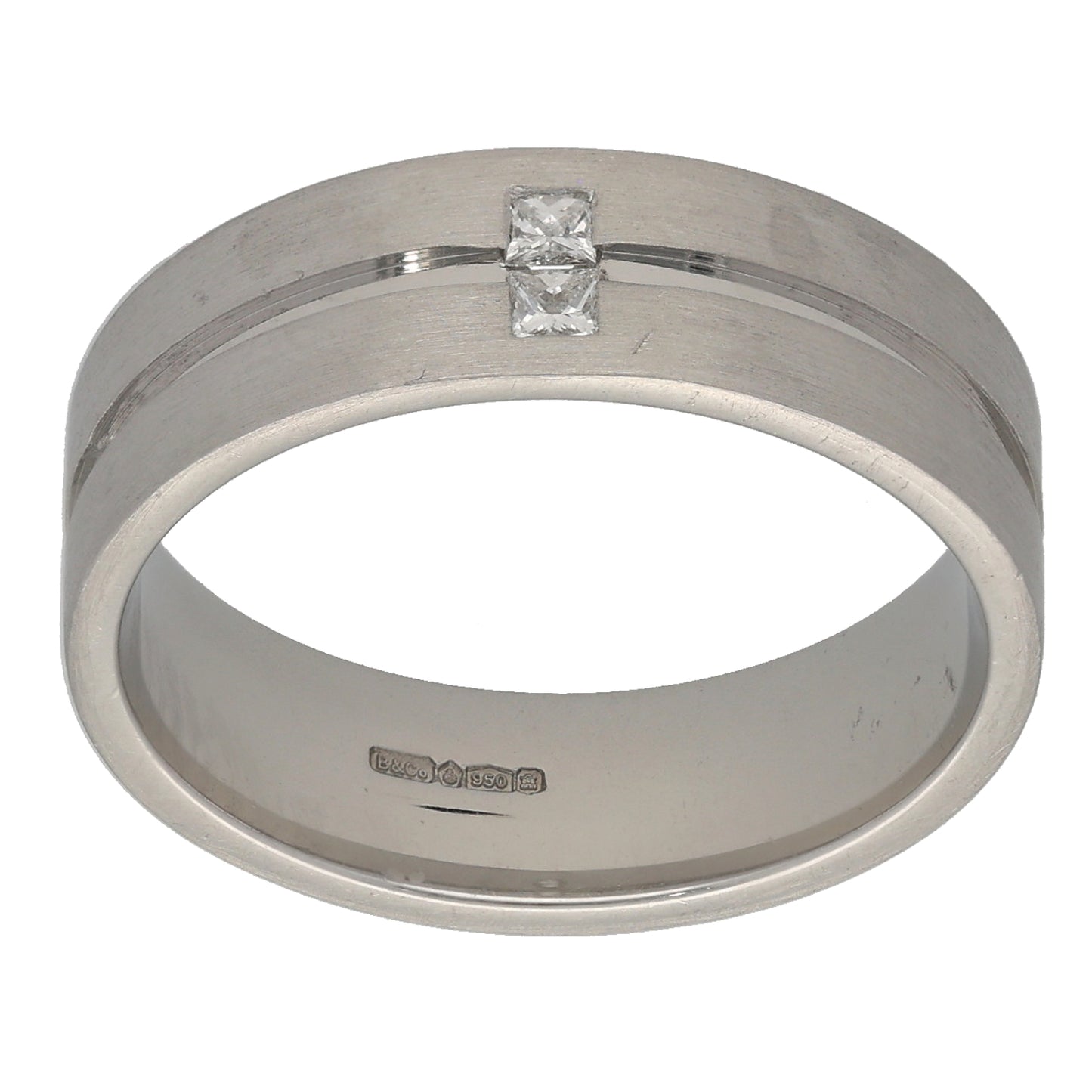 Platinum 0.10ct Diamond Patterned Wedding Ring Size P