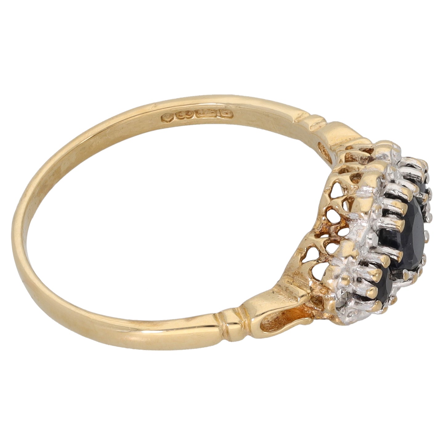 9ct Gold Sapphire & 0.02ct Diamond Dress/Cocktail Ring Size P