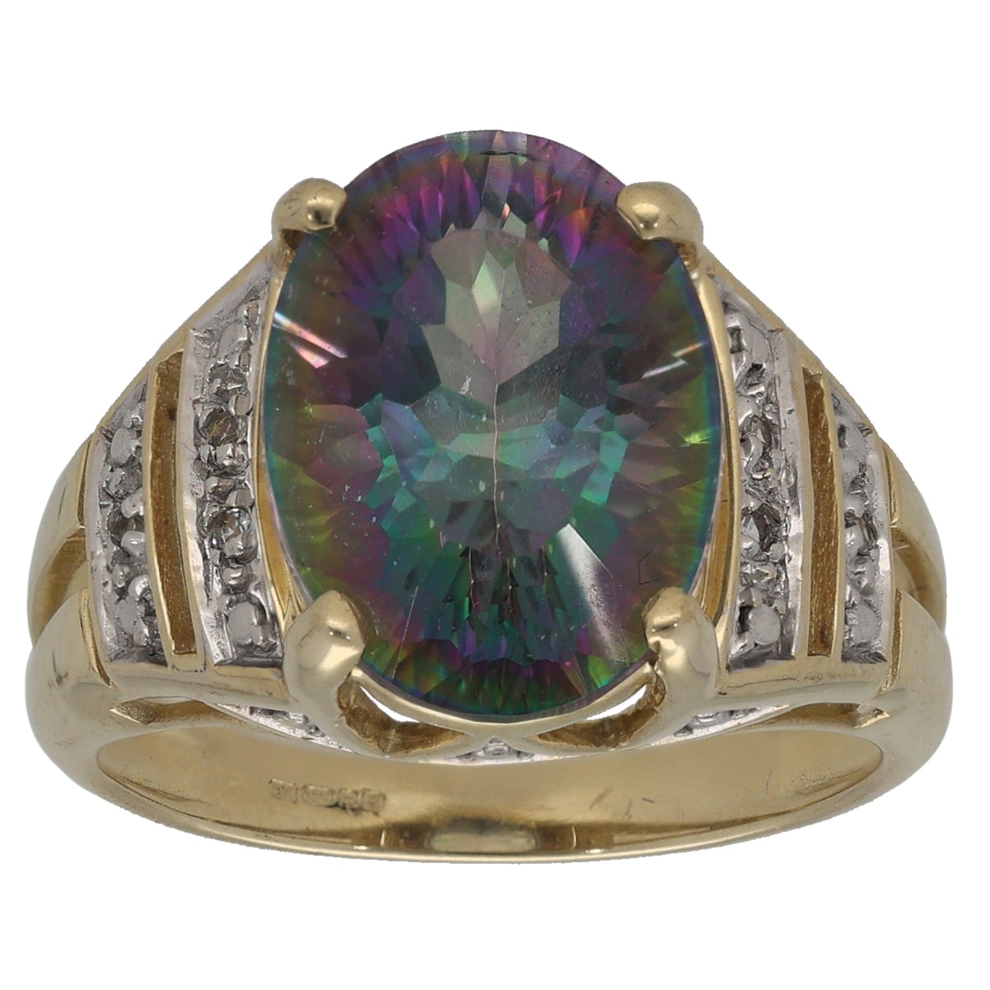 9ct Gold Coated Topaz & Cubic Zirconia Dress/Cocktail Ring Size M