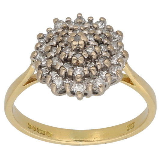 18ct Gold 0.43ct Diamond Cluster Ring Size N