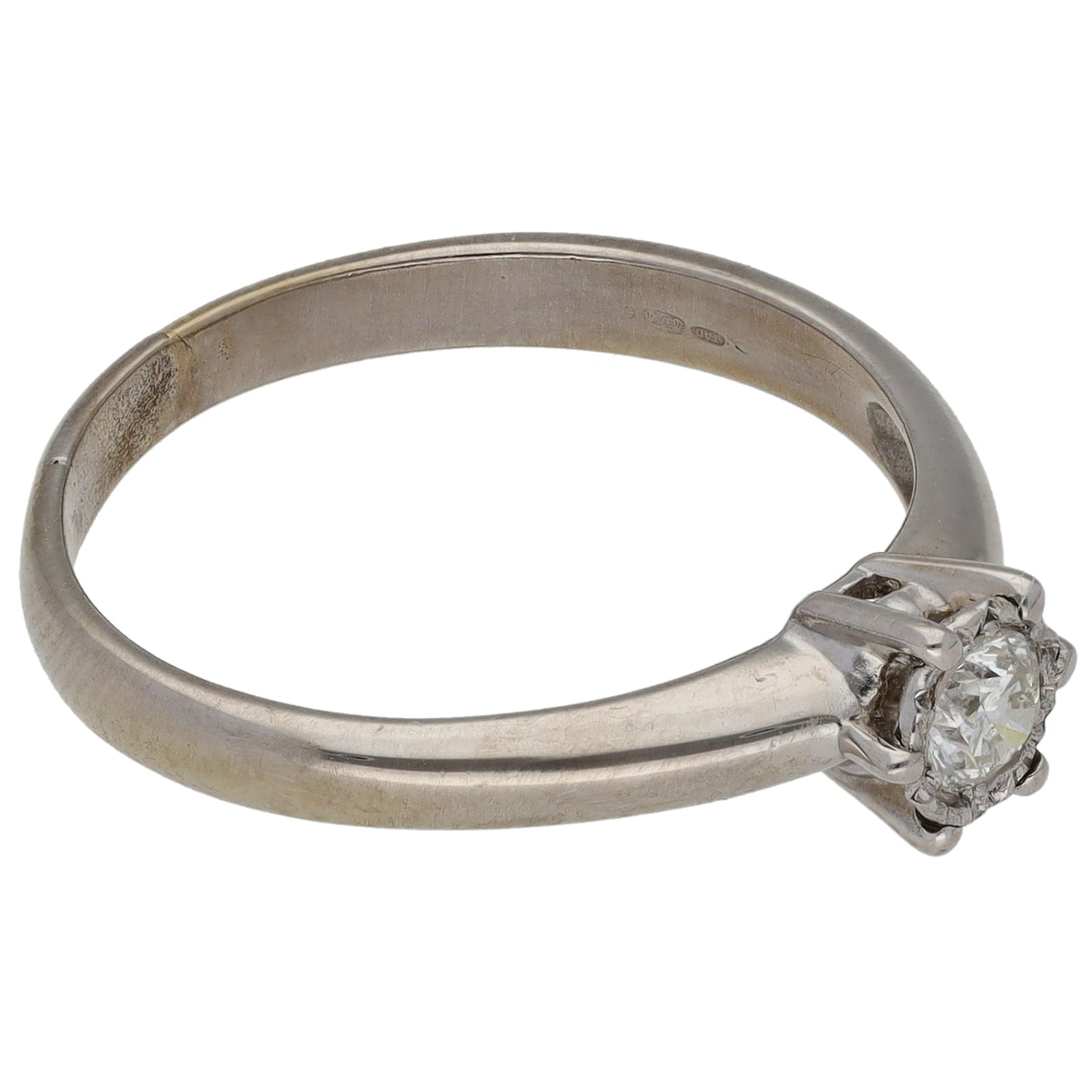 9ct White Gold 0.19ct Diamond Solitaire Ring Size O