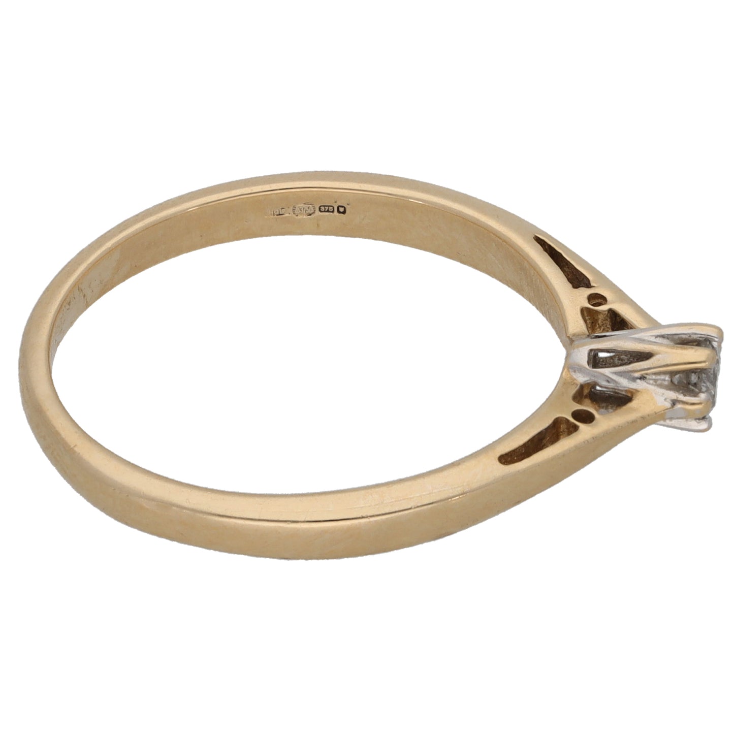9ct Gold 0.10ct Diamond Solitaire Ring Size O