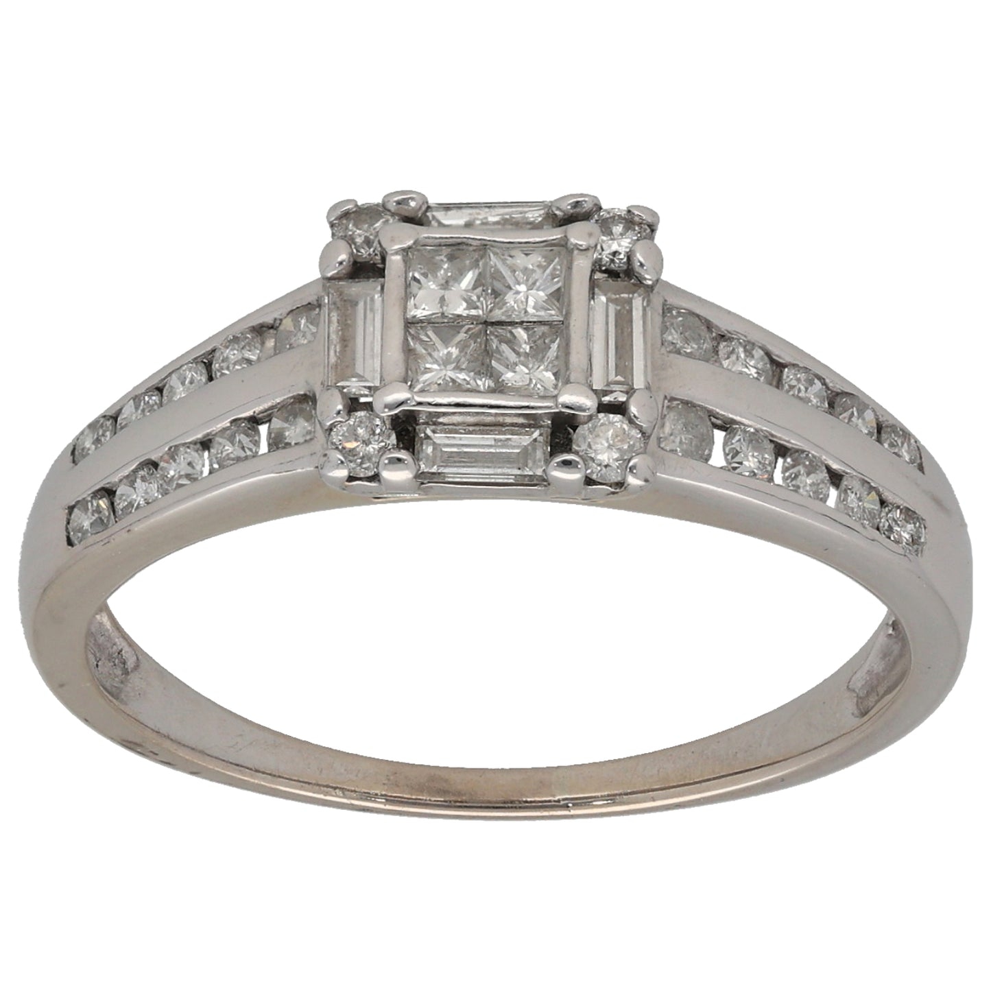 18ct White Gold 0.80ct Diamond Dress/Cocktail Ring Size T