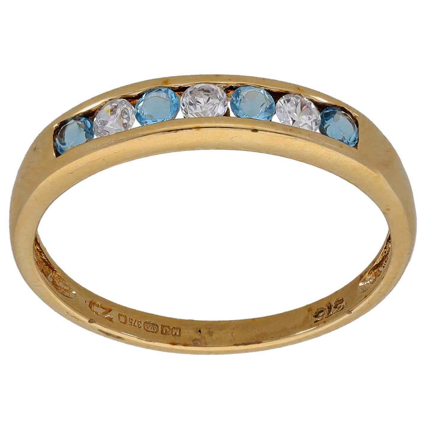 9ct Gold Topaz & Cubic Zirconia Half Eternity Ring Size N