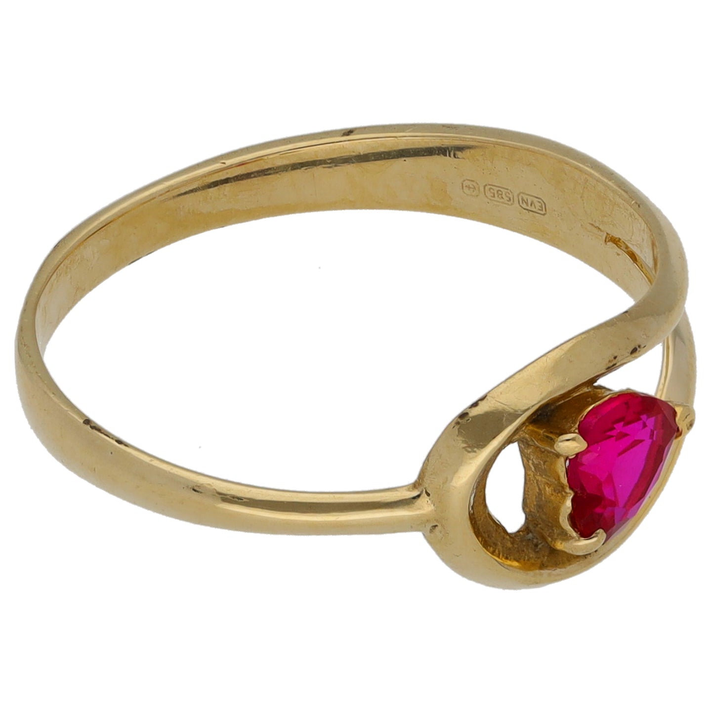 14ct Gold Imitation Gem Single Stone Ring Size L
