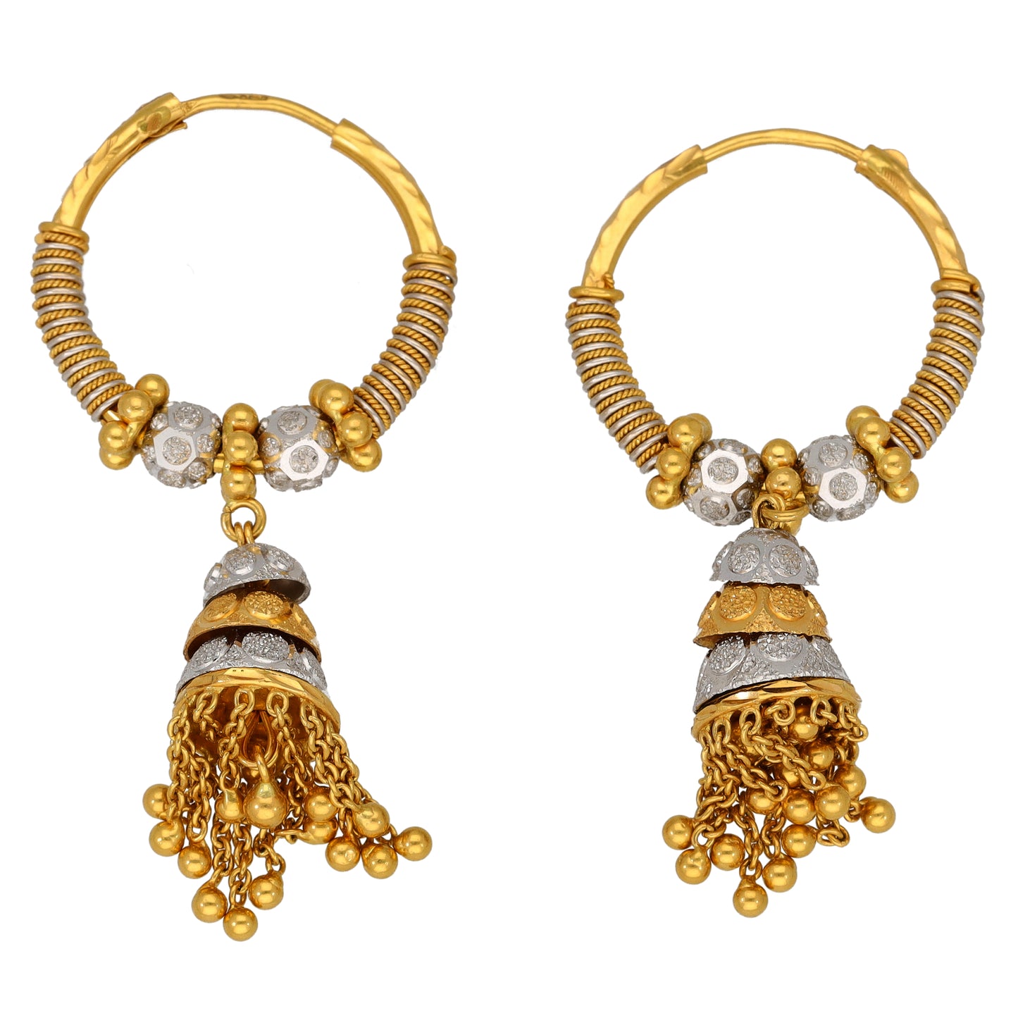 22ct Bi-Colour Gold Hoop Earrings
